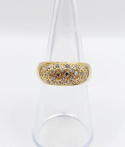 Bague 52.5 Bague jonc bombée or jaune 18k pavé 0,65 carats de diamants taille brillant 58 Facettes A04886