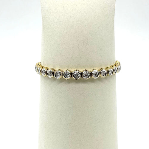 Bracelet or jaune et rivière diamants 58 Facettes Z15B51553