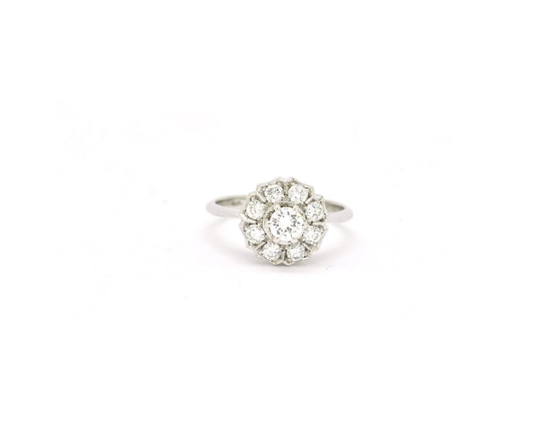 Bague Bague en or blanc 18 kt avec diamants 0,70 ct 58 Facettes