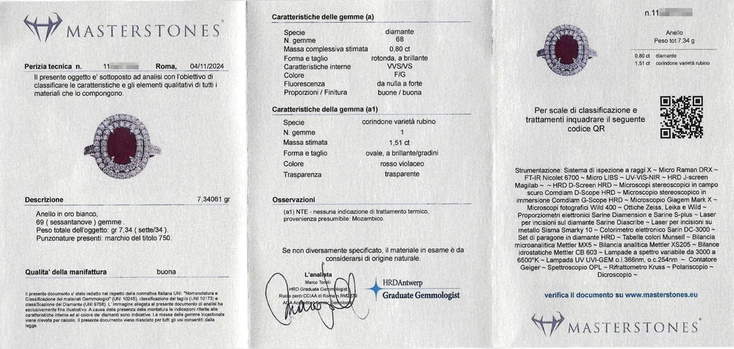 Bague Bague en or blanc avec rubis et diamants ct 58 Facettes