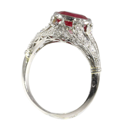 Bague 52 Bague de rêve décorative en rubis et diamants birmans 58 Facettes 16319-0014