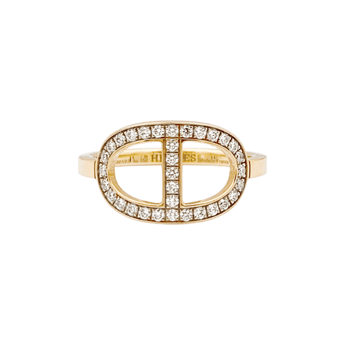 Bague 51 Bague Hermès, "Chaîne d'ancre contour", or rose, diamants. 58 Facettes 34573