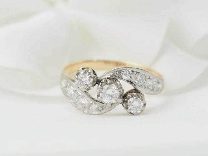 Bague 54 Bague ancienne en or bicolore et diamants 58 Facettes 33322