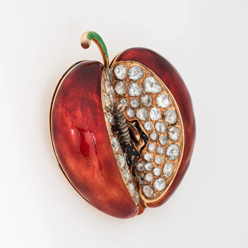 Pendentif Énorme pendentif pomme diamant 7 carats ver or jaune 58 Facettes G13352