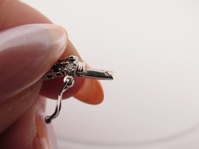 Bracelet bracelet riviere de diamants et saphirs 2ct maille tennis en or blanc 58 Facettes 260237