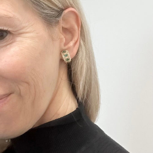 Boucles d'oreilles Boucles d'oreilles or jaune, émeraudes et diamants 58 Facettes Z15B51643