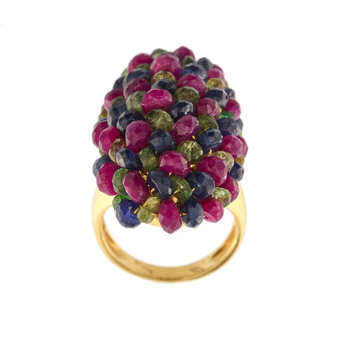 Bague 57 Bague avec rubis, saphirs et émeraudes 58 Facettes 34063