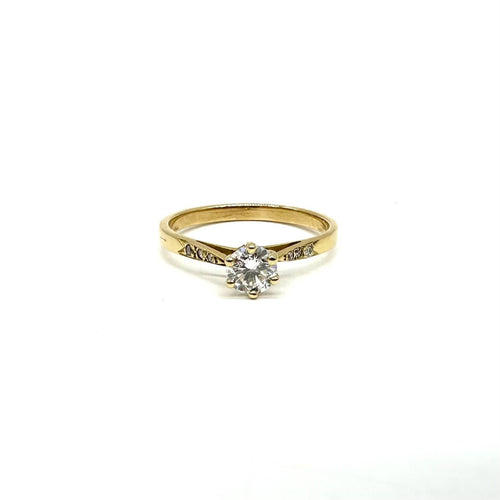 Bague 59 Bague solitaire accompagnée or jaune et diamants 58 Facettes Z15B51484