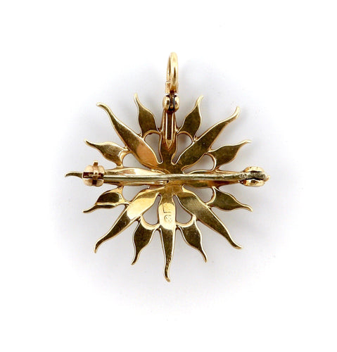 Pendentif Broche pendentif en forme d'étoile en or jaune et perles de style victorien 58 Facettes