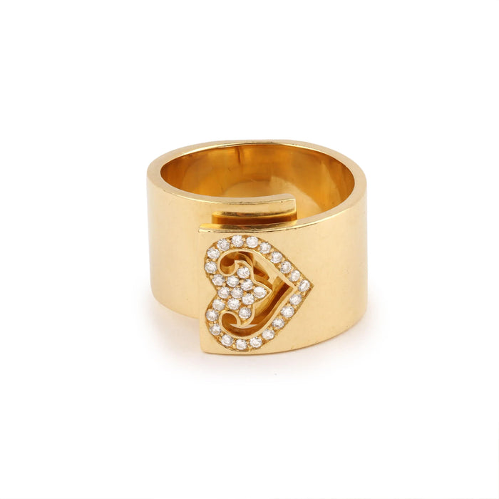 Bague 55 O.J. Perrin - Bague Bandeau Légendes Cœur Diamants or jaune 58 Facettes BS205