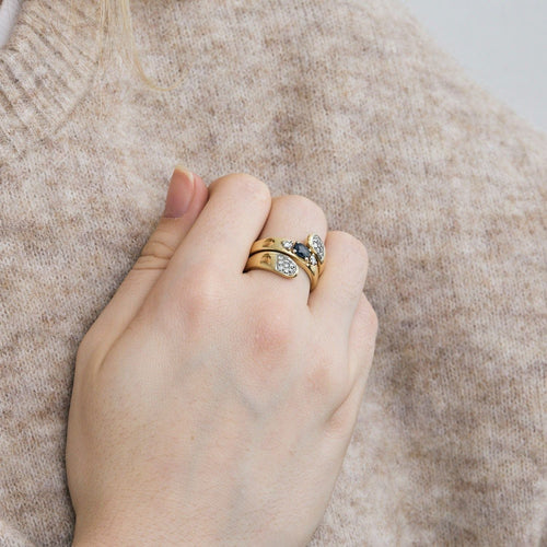 Bague 59 BAGUE OR JAUNE DIAMANTS ET SAPHIR 58 Facettes BO/240042