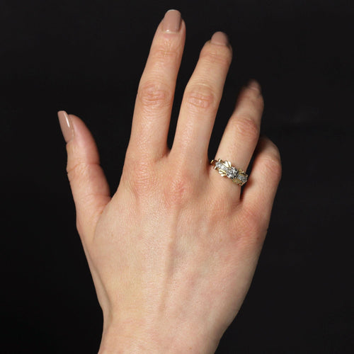 Bague 52 Bague ancienne vintage or rose et diamants 58 Facettes 25-011