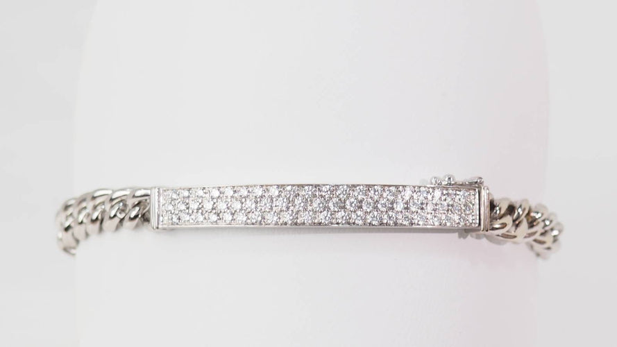 Bracelet Bracelet souple en or blanc pavé de diamants 58 Facettes 32978