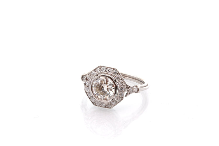 Bague 53 Bague art déco diamants en platine 58 Facettes 27839-27337