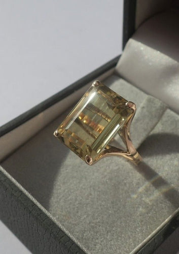Bague 55 Bague cocktail citrine 13 carats en or rose 14 carats 58 Facettes