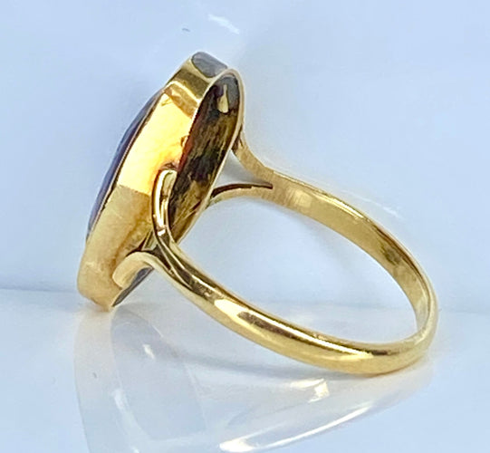 Bague 52 Bague en or jaune émail profil de femme, Limoges 58 Facettes AB646