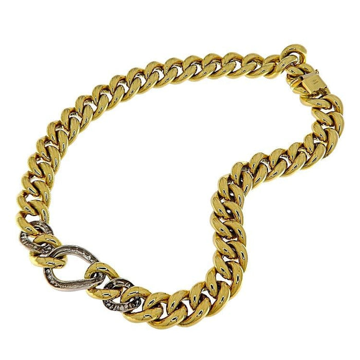 Pulsera Girocollo maglia en oro giallo y bianco con diamantes