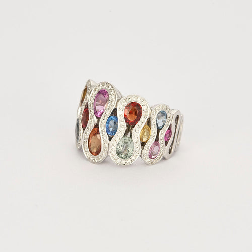 Bague 53.5 Bague or blanc TUTTI FRUTTI 58 Facettes LP1051/12
