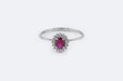 Bague 63 Bague marguerite en or blanc avec diamants et rubis 58 Facettes anl823