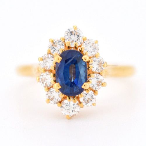 Bague 50 Bague Vintage Or 18 Carats, Saphir Naturel et Diamants - Circa 1980 58 Facettes 321