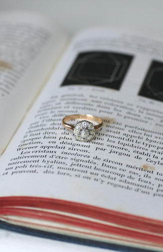 Bague 54 Bague Marguerite Ancienne Or rose, Platine, Diamants 58 Facettes