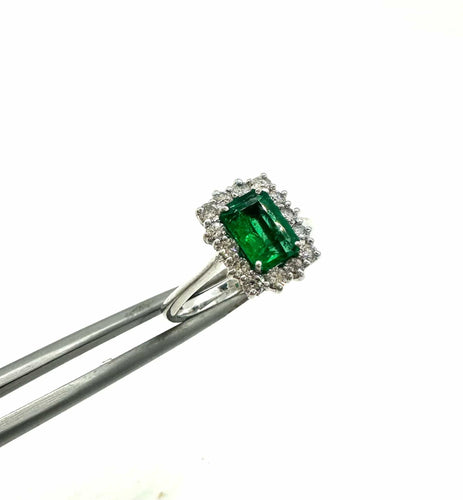 Bague 57 Bague Marguerite Émeraude Rectangulaire 58 Facettes