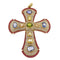Pendentif Pendentif croix en or jaune serti de diamants pavés, de rubis et de corindons 58 Facettes G3871