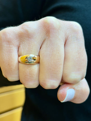 Bague 53 Bague jonc anglais en or jaune et diamant 58 Facettes