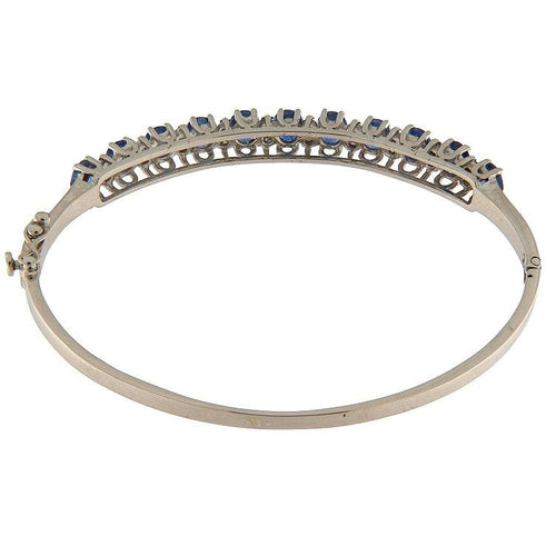 Bracelet Bracelet rigide en or blanc avec saphirs et diamants 58 Facettes G3837