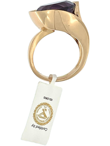 Bague 57 Bague cocktail en or rose avec améthyste et diamants 58 Facettes