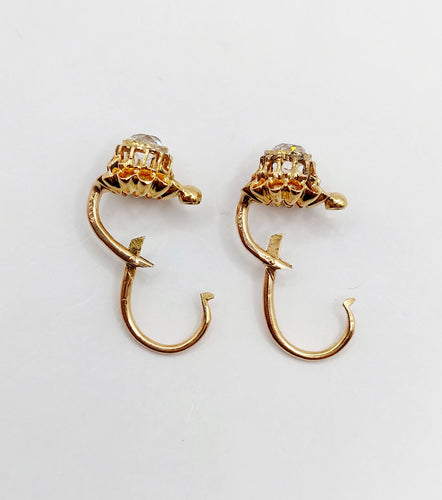Boucles d'oreilles Dormeuses victorienne or roses 18k et 0,60 carats diamants tailles ancienne(circa 1890) 58 Facettes A05775