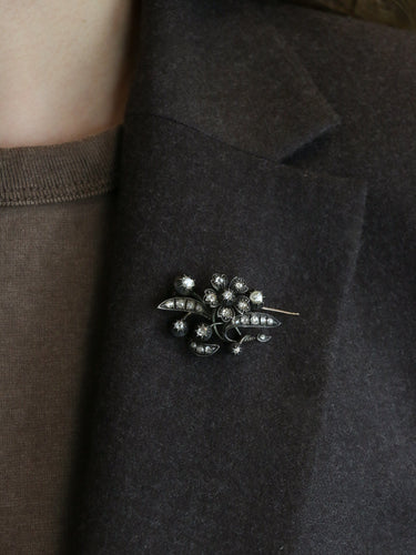 Broche Broche Ancienne Or Argent Diamants Taillés en Rose 58 Facettes 273