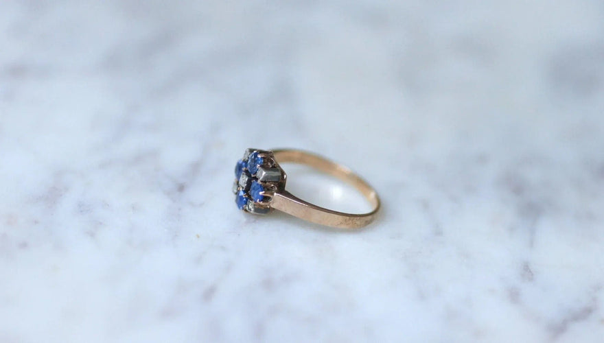 Bague Bague ancienne saphirs et diamants sur or rose 58 Facettes