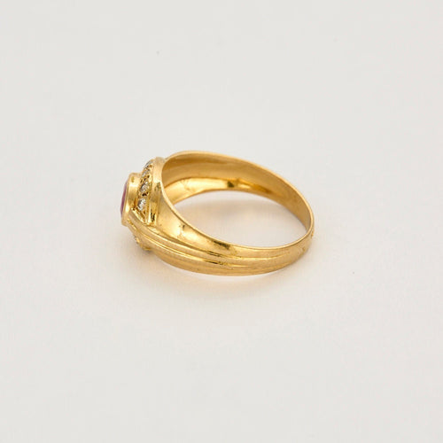 Bague 53 Bague jonc or jaune, rubis et diamants 58 Facettes VIL0648