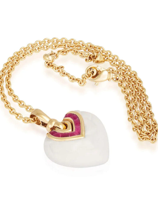 Bulgari Chandra Porcelain Ruby Gold Pendant 58 Facettes