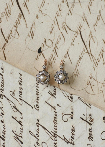 Boucles d'oreilles Dormeuses Anciennes Perles Fines et Diamants 58 Facettes