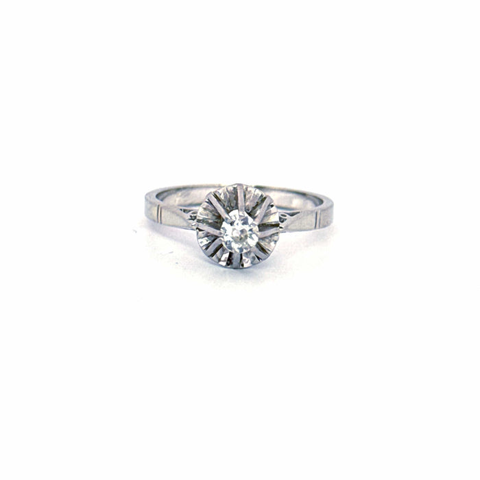 Bague 54 Solitaire Or Blanc Diamant 58 Facettes 3-GS33732