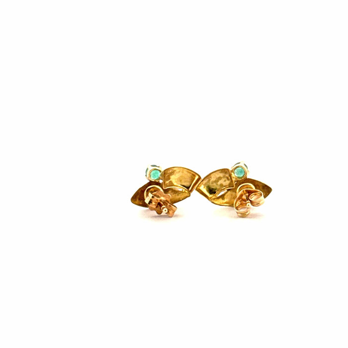 Boucles d'oreilles Puces d'oreilles or jaune émeraudes 58 Facettes 2-BOC1-GS36059