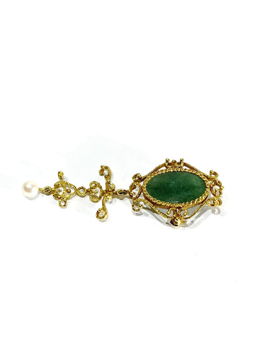 Pendentif Broche Pendentif Or, Jade et Perle 58 Facettes