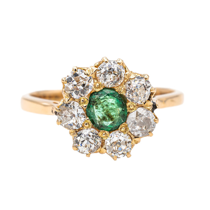 Ring Daisy Emerald Rose Gold