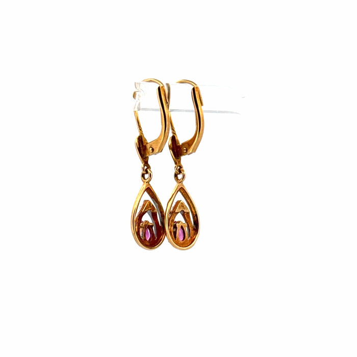 Boucles d'oreilles Dormeuses Or Jaune 18k & Rubis 58 Facettes 2- BOF1 -GS36553