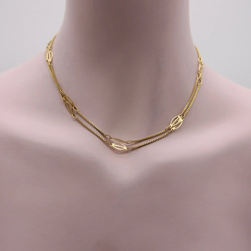 Collier Chaîne italienne vintage à maillons fantaisie en or 18 carats 58 Facettes