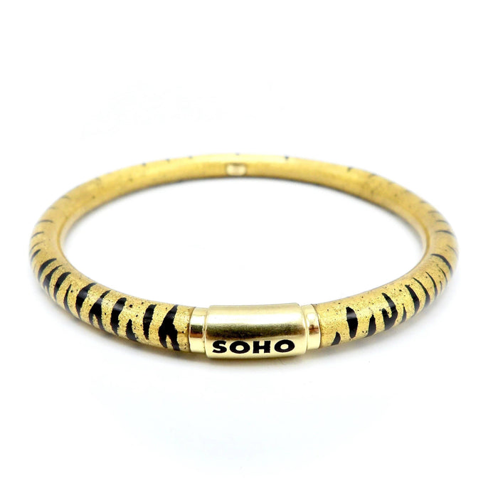 Bracelet Bracelet jonc SOHO en émail doré à rayures tigre 58 Facettes