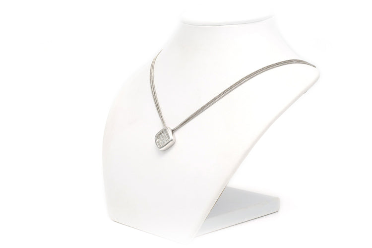 Collier Collier contemporain en or blanc 18 carats serti de diamants "taille" brillant (0,62ct) 58 Facettes 22336