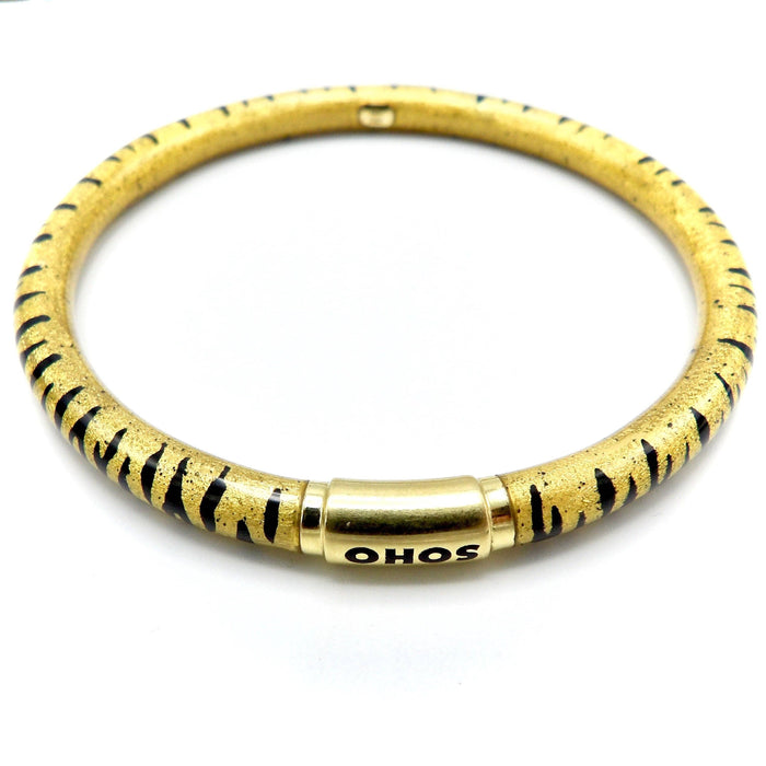 Bracelet Bracelet jonc SOHO en émail doré à rayures tigre 58 Facettes