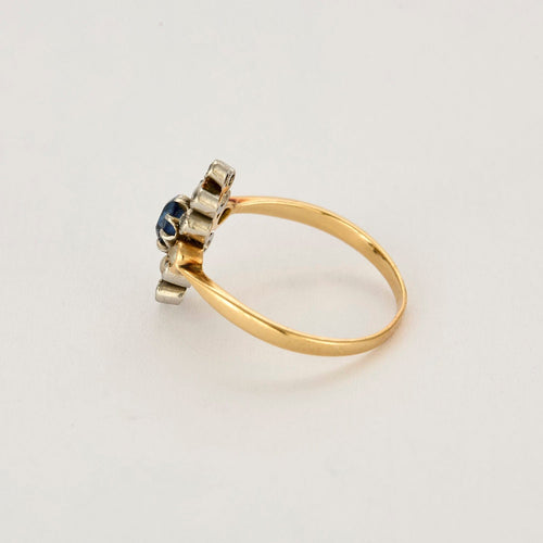 Bague 52,5 Bague or jaune et gris, saphir, perles de culture et diamants 58 Facettes PER15084