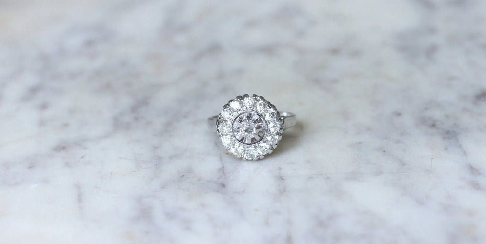 Bague Bague Ronde Cible Art Déco Diamants 58 Facettes