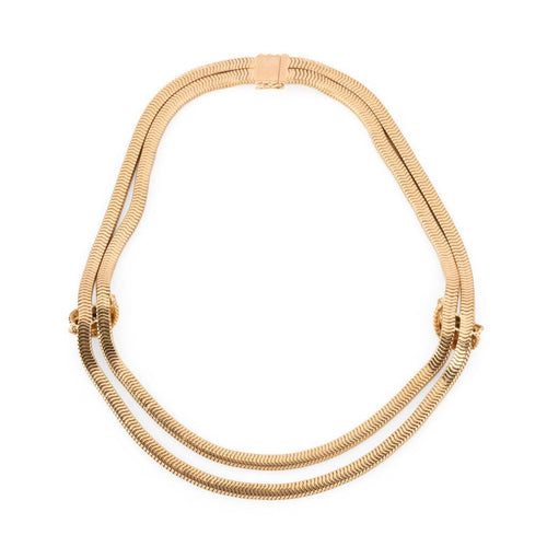 Collier Collier or jaune double rang maillon lisse 58 Facettes 1