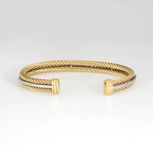 Bracelet Bracelet manchette en or jaune 18 carats serti de diamants, signé David Yurman 58 Facettes G13729