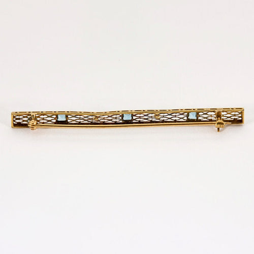 Broche Broche barette or jaune, perles de culture et aigues-marines 58 Facettes EL006